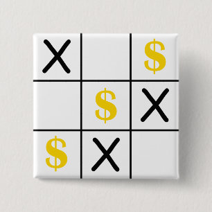 Bóton Quadrado 5.08cm Dólar Tic Tac Toe