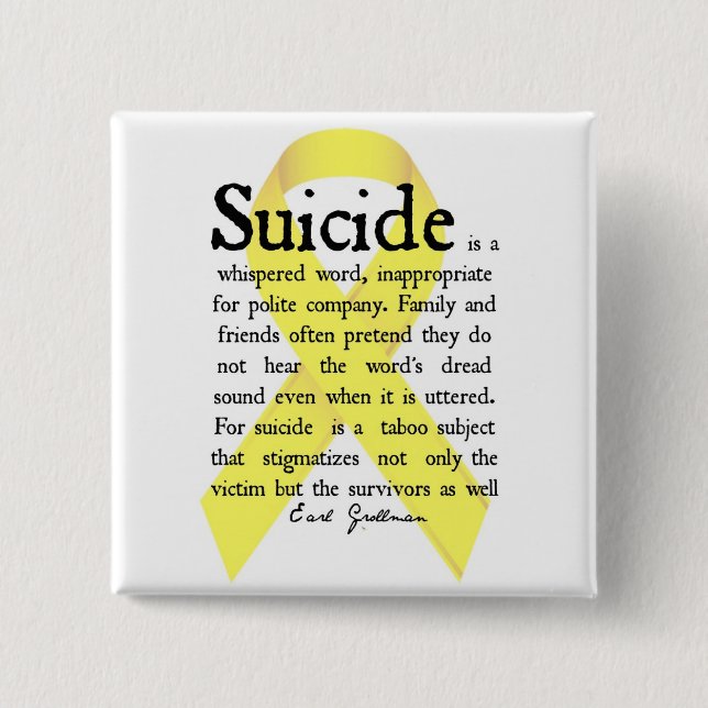 Bóton Quadrado 5.08cm dom da consciência do suicídio (Frente)