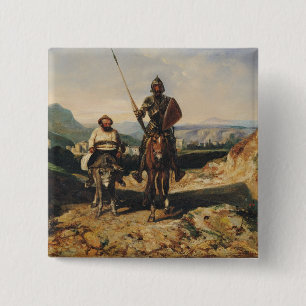 Bóton Quadrado 5.08cm Don Quixote e Sancho