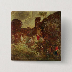 Bóton Quadrado 5.08cm Don Quixote e Sancho Panza, c.1865