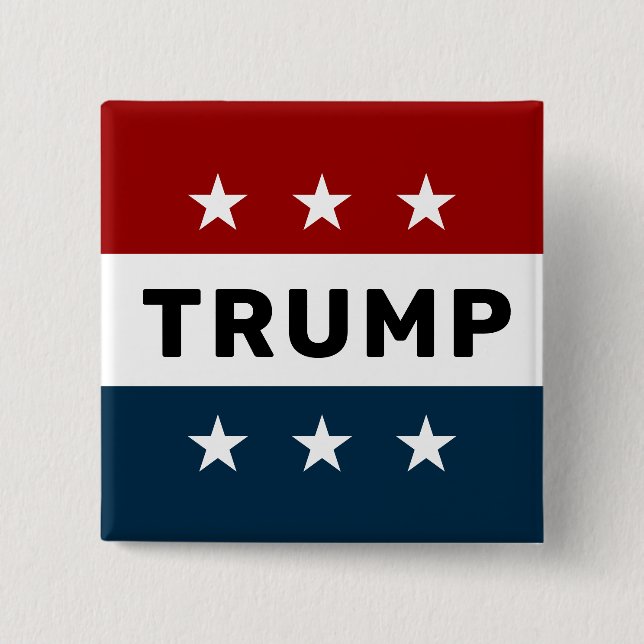 Bóton Quadrado 5.08cm Donald Trump 2024 Classic Star Pinback (Frente)