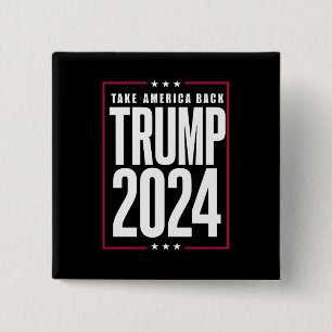 Bóton Quadrado 5.08cm Donald Trump 2024 Devolva a América Eleição
