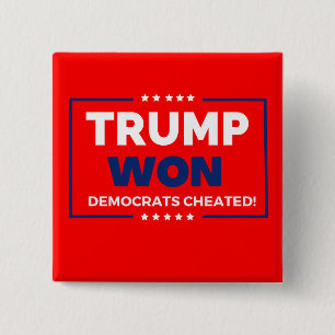 Bóton Quadrado 5.08cm Donald Trump 2024 Trump Won