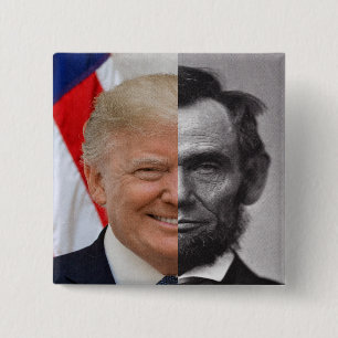 Bóton Quadrado 5.08cm Donald Trump Abraham Lincoln