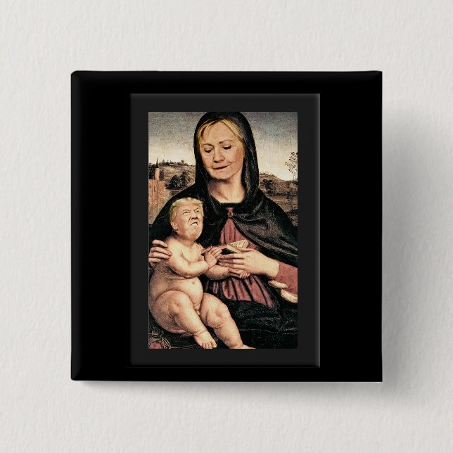 Bóton Quadrado 5.08cm Donald Trump e Hillary Clinton (Frente)