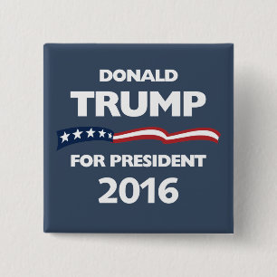 Bóton Quadrado 5.08cm Donald Trump para o presidente 2016