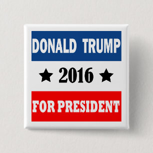 Bóton Quadrado 5.08cm Donald Trump para o presidente 2016