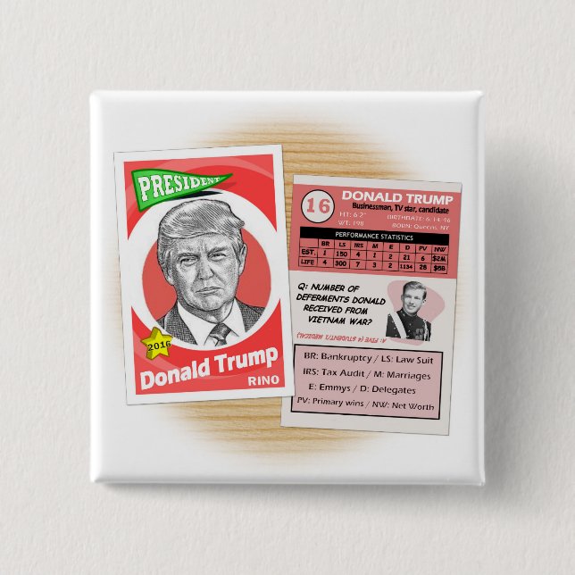 Bóton Quadrado 5.08cm Donald Trump Politics Trading Card (Frente)