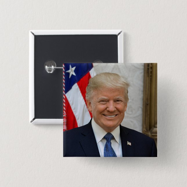 Bóton Quadrado 5.08cm Donald Trump White House Presidente Portrait Botão (Frente & Verso)
