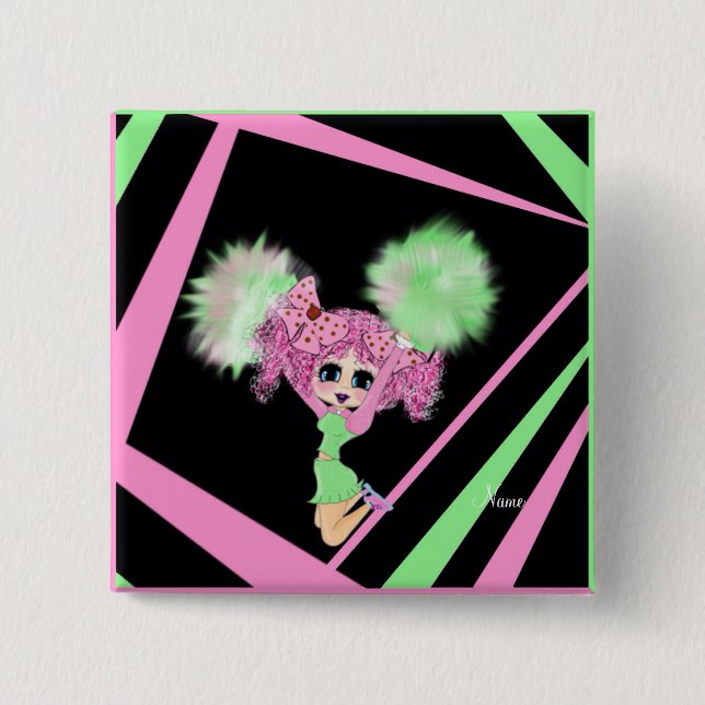 Bóton Quadrado 5.08cm Dons de Cheerleader bonitos personalizados (Frente)