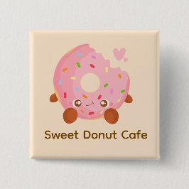 Bóton Quadrado 5.08cm Donut Alegre Com Confeitos