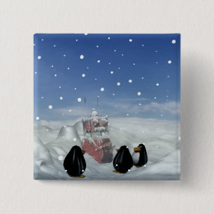 Bóton Quadrado 5.08cm Dormindo com o botão Pinguins