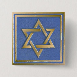 Bóton Quadrado 5.08cm Dourada Estrela Azul do Painel de Arte David