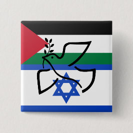 Bóton Quadrado 5.08cm Dove da Paz sobre Israel Palestina