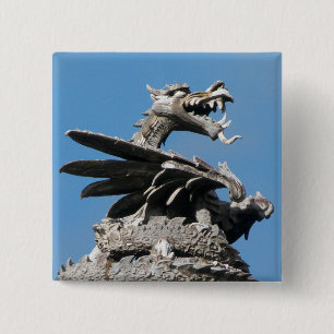 Bóton Quadrado 5.08cm Dragão, câmara municipal Cardiff, Wales, Reino