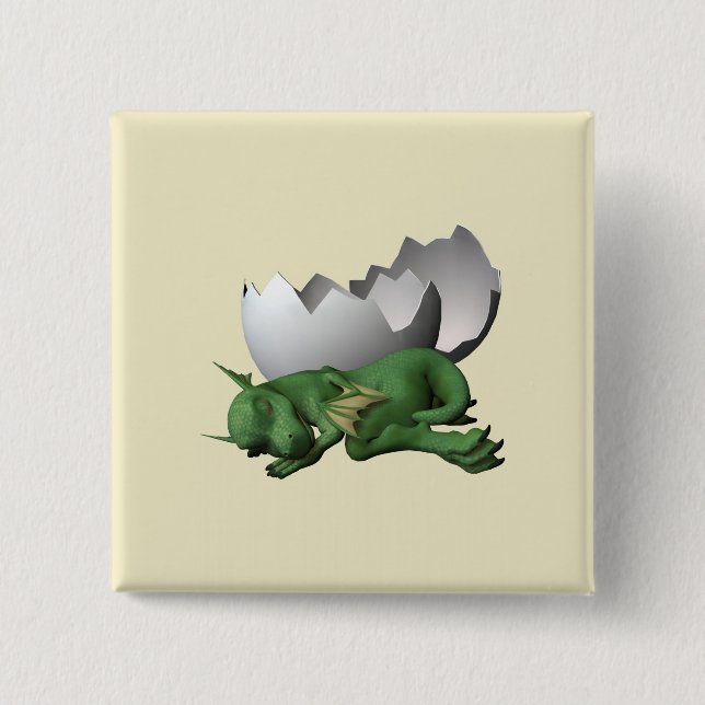 Bóton Quadrado 5.08cm Dragão recém-nascido (Frente)