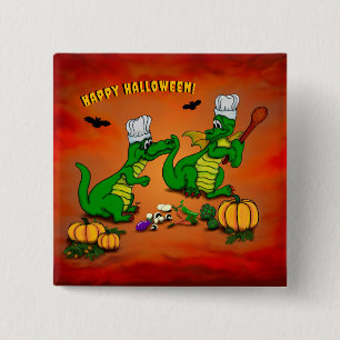 Bóton Quadrado 5.08cm Dragões - Feliz Halloween! Hoje eu vou cozinhar
