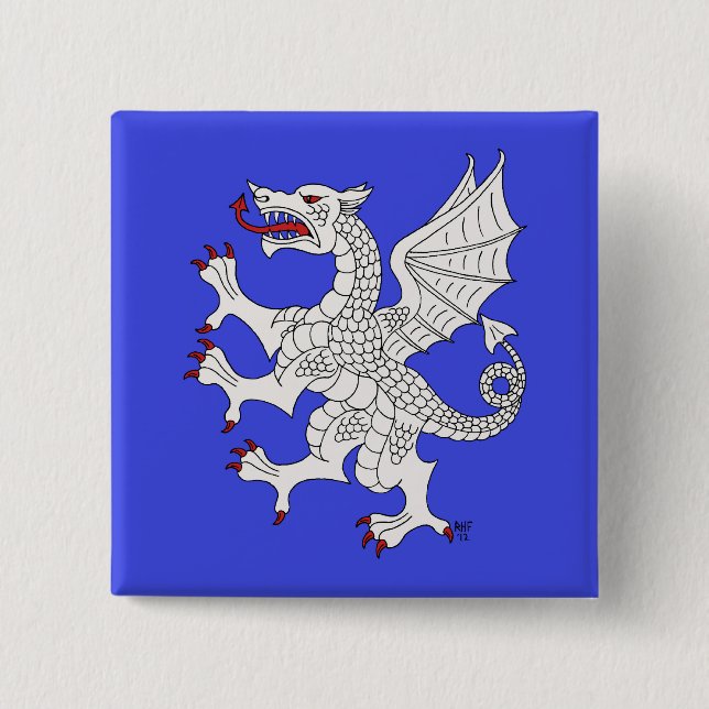 Bóton Quadrado 5.08cm Dragon Rampant Argent (Frente)
