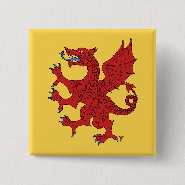 Bóton Quadrado 5.08cm Dragon Rampant Gules (Frente)