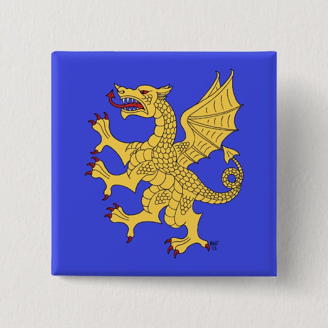 Bóton Quadrado 5.08cm Dragon Rampant Ou (Frente)