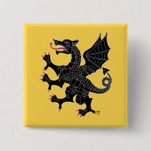 Bóton Quadrado 5.08cm Dragon Rampant Sable