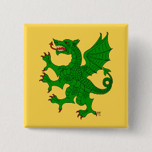 Bóton Quadrado 5.08cm Dragon Rampant Vert