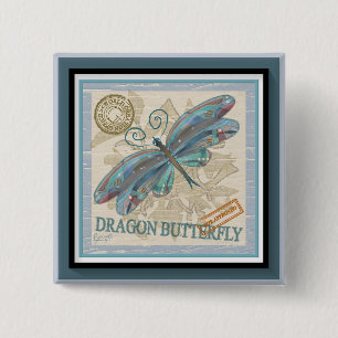 Bóton Quadrado 5.08cm Dragonfly do Escritório de Criação