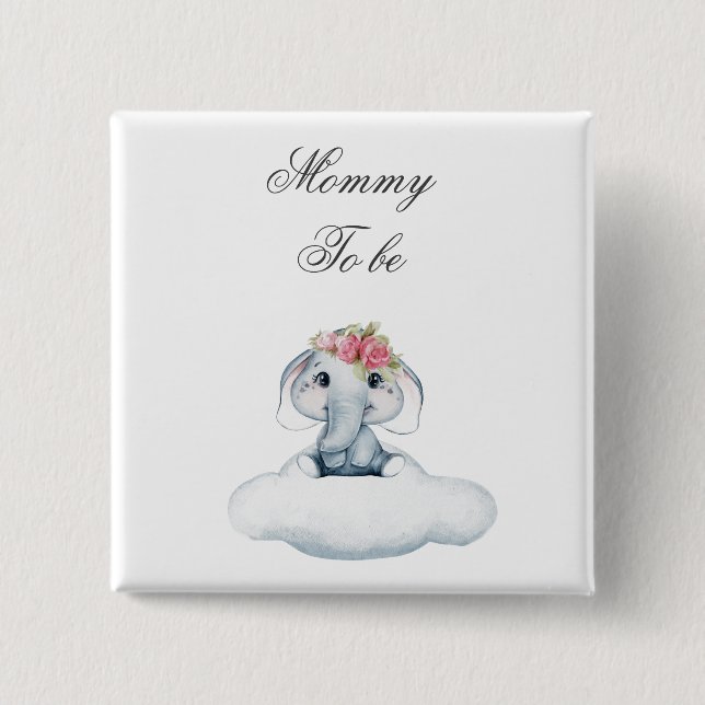 Bóton Quadrado 5.08cm Dreamy Days com Rosie, o Elefante. (Frente)