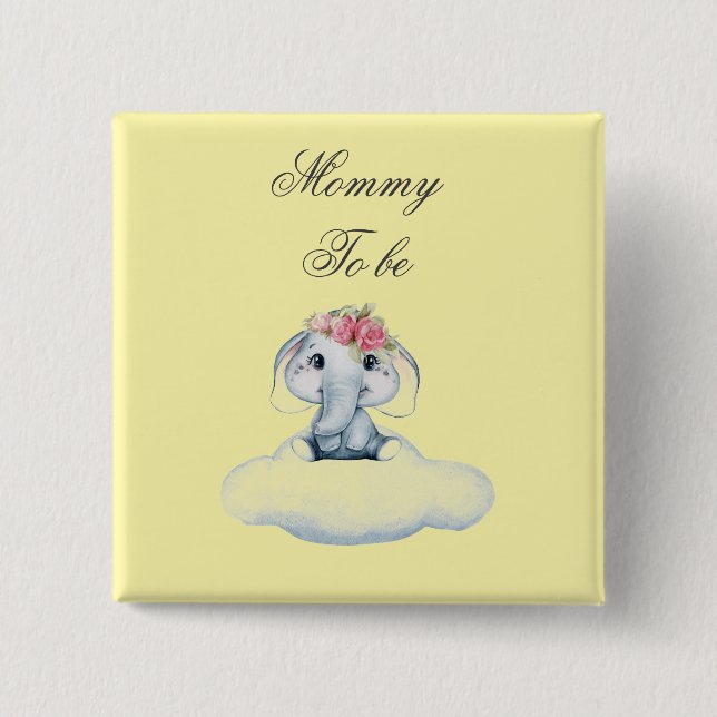 Bóton Quadrado 5.08cm Dreamy Days com Rosie, o Elefante. Botao (Frente)