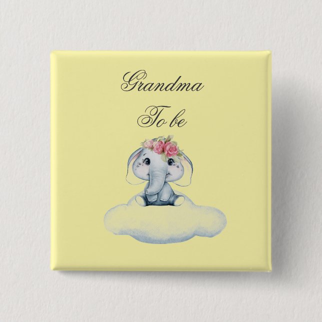 Bóton Quadrado 5.08cm Dreamy Days com Rosie, o Elefante. Botao (Frente)