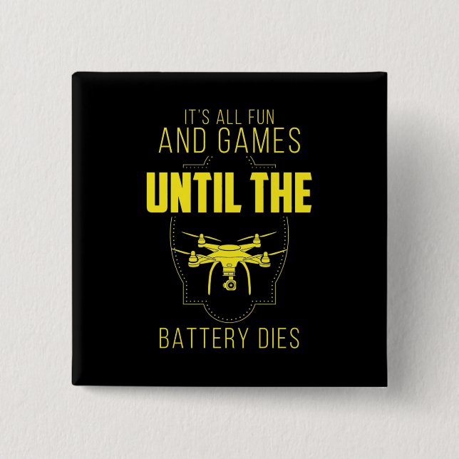 Bóton Quadrado 5.08cm Drone Voador É Meu Jogo (Frente)