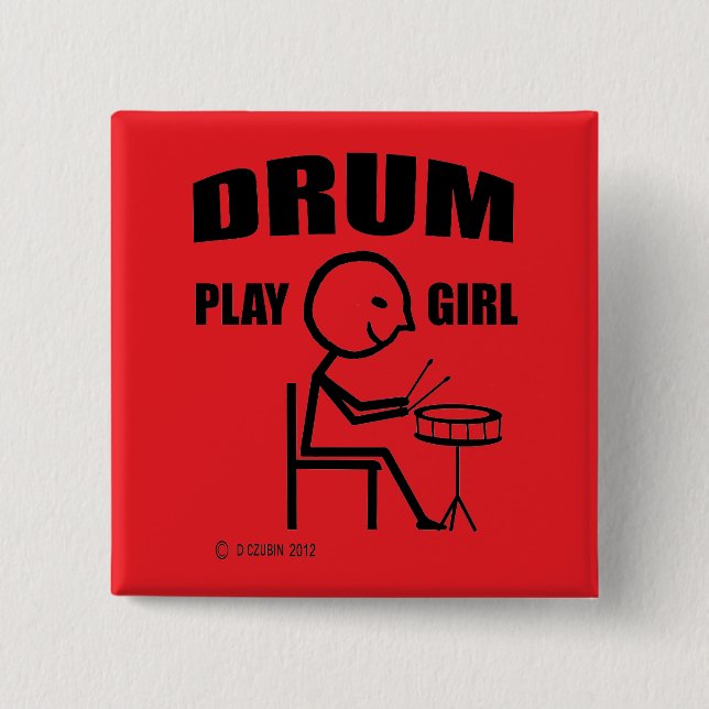 Bóton Quadrado 5.08cm Drum Play Girl (Frente)