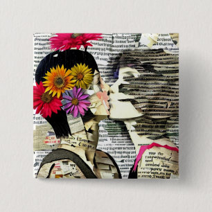 Bóton Quadrado 5.08cm Duas mulheres apaixonadas   Pride Kiss