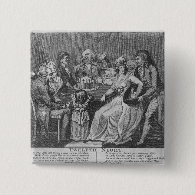 Bóton Quadrado 5.08cm Duodécima noite, 1794 (Frente)