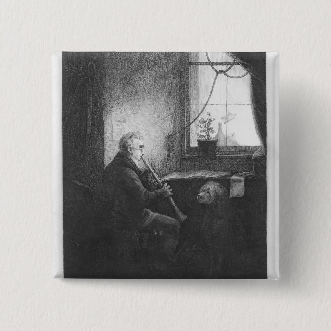 Bóton Quadrado 5.08cm Duque Esterhazy Playing o clarinete, 1809 (Frente)