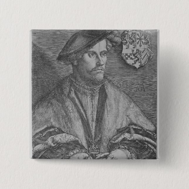 Bóton Quadrado 5.08cm Duque Wilhelm V de Cleve, 1540 (Frente)