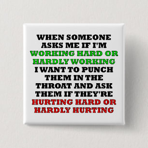 Bóton Quadrado 5.08cm Duro De Trabalho Ou Crachá De Botões Pouco Engraça