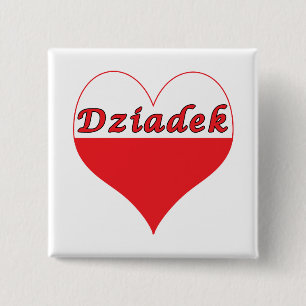 Bóton Quadrado 5.08cm Dziadek Polonês Heart