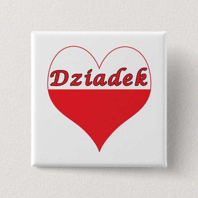 Bóton Quadrado 5.08cm Dziadek Polonês Heart (Frente)