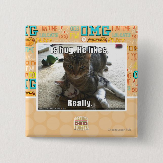 Bóton Quadrado 5.08cm É abraço. Ele gosta. (Frente)