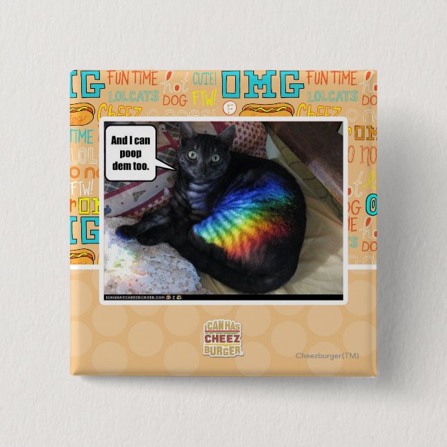 Bóton Quadrado 5.08cm E eu também posso fazer cocô. (Frente)