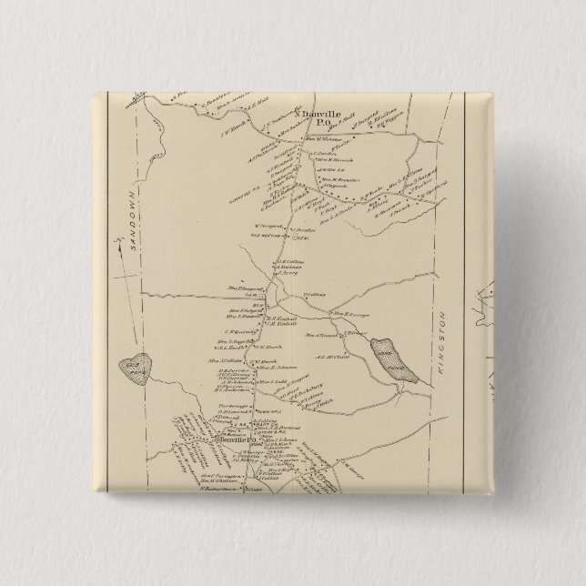Bóton Quadrado 5.08cm E Kingston, Danville, Hampstead (Frente)