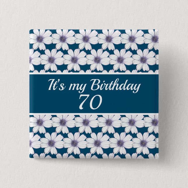 Bóton Quadrado 5.08cm É o meu Aniversário Personalizado (Frente)