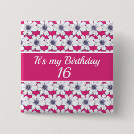 Bóton Quadrado 5.08cm É o meu Aniversário Personalizado