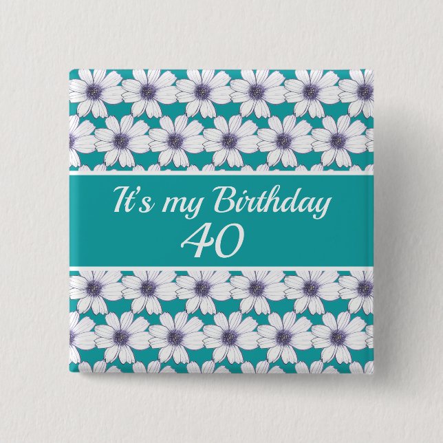 Bóton Quadrado 5.08cm É o meu Aniversário Personalizado (Frente)