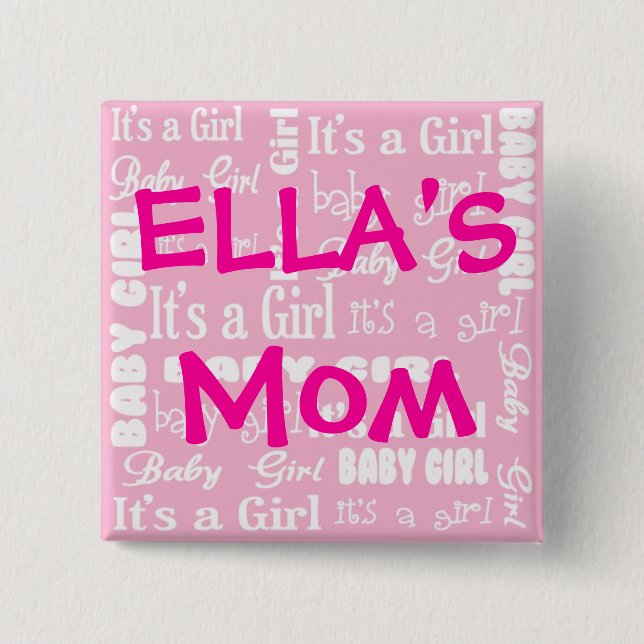 Bóton Quadrado 5.08cm É um botão da menina (Frente)