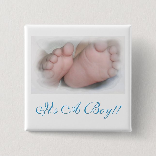 Bóton Quadrado 5.08cm É um menino!! Botão (Frente)