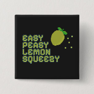 Bóton Quadrado 5.08cm Easy Peasy Lemon Squeezy Pin - Ar Pixel Neon Preto