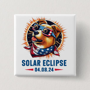 Bóton Quadrado 5.08cm Eclipse Solar Total abril de 2024