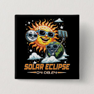 Bóton Quadrado 5.08cm Eclipse Solar Total abril de 2024